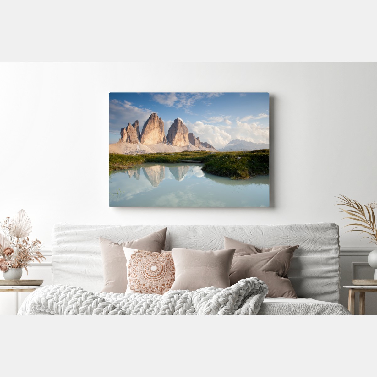 Leinwandbild sonnenbeschienene alpengipfel im spiegel des ruhigen sees – Wallnifity® Leinwandbild sonnenbeschienene alpengipfel im spiegel des ruhigen sees – Wallnifity®