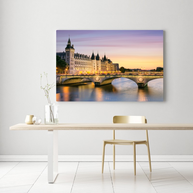 Leinwandbild Paris sonnenuntergang über der historischen brücke – Wallnifity® Leinwandbild Paris sonnenuntergang über der historischen brücke – Wallnifity®