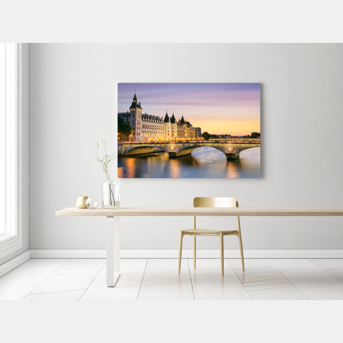 Leinwandbild Paris sonnenuntergang über der historischen brücke – Wallnifity® Leinwandbild Paris sonnenuntergang über der historischen brücke – Wallnifity®
