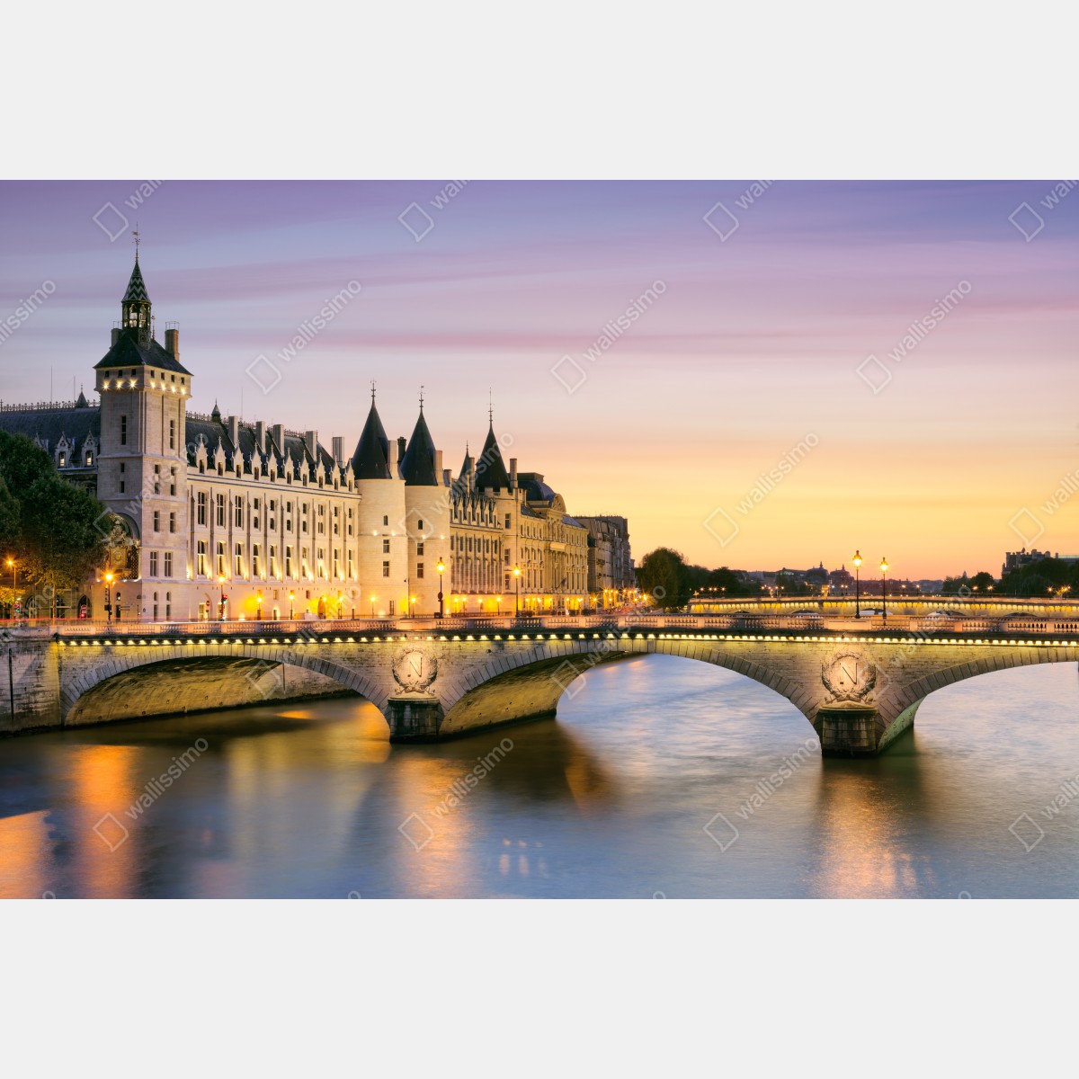 Leinwandbild Paris sonnenuntergang über der historischen brücke – Wallnifity® Leinwandbild Paris sonnenuntergang über der historischen brücke – Wallnifity®