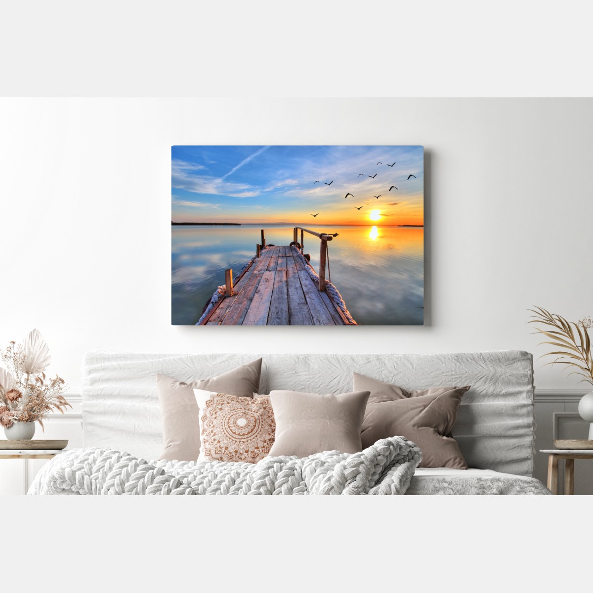 Leinwandbild sonnenuntergang am hölzernen steg – Wallnifity® Leinwandbild sonnenuntergang am hölzernen steg – Wallnifity®