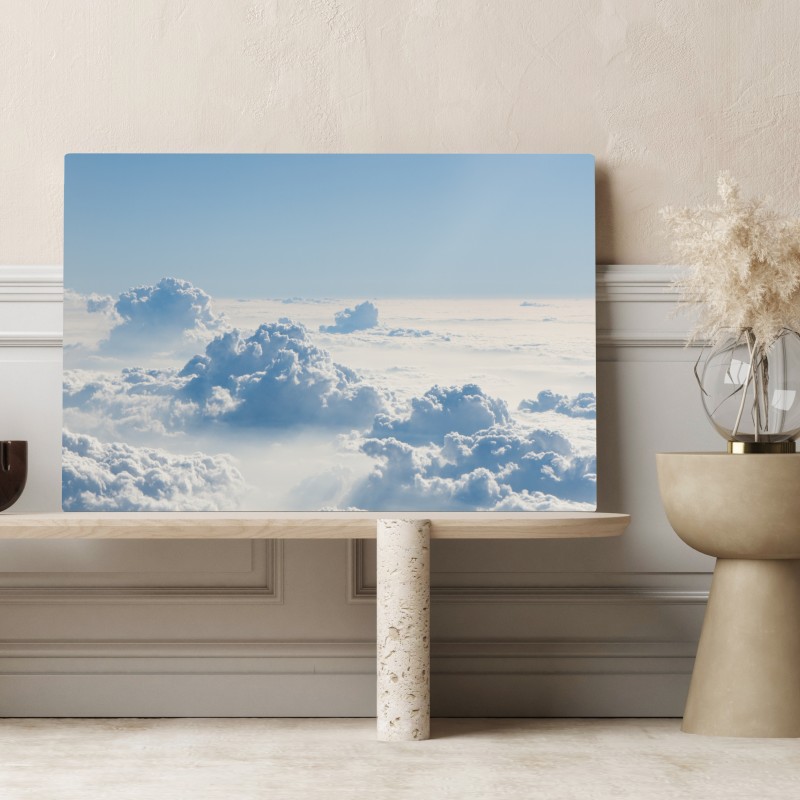 Leinwandbild luftige wolkenlandschaft im soften blau – Wallnifity® Leinwandbild luftige wolkenlandschaft im soften blau – Wallnifity®