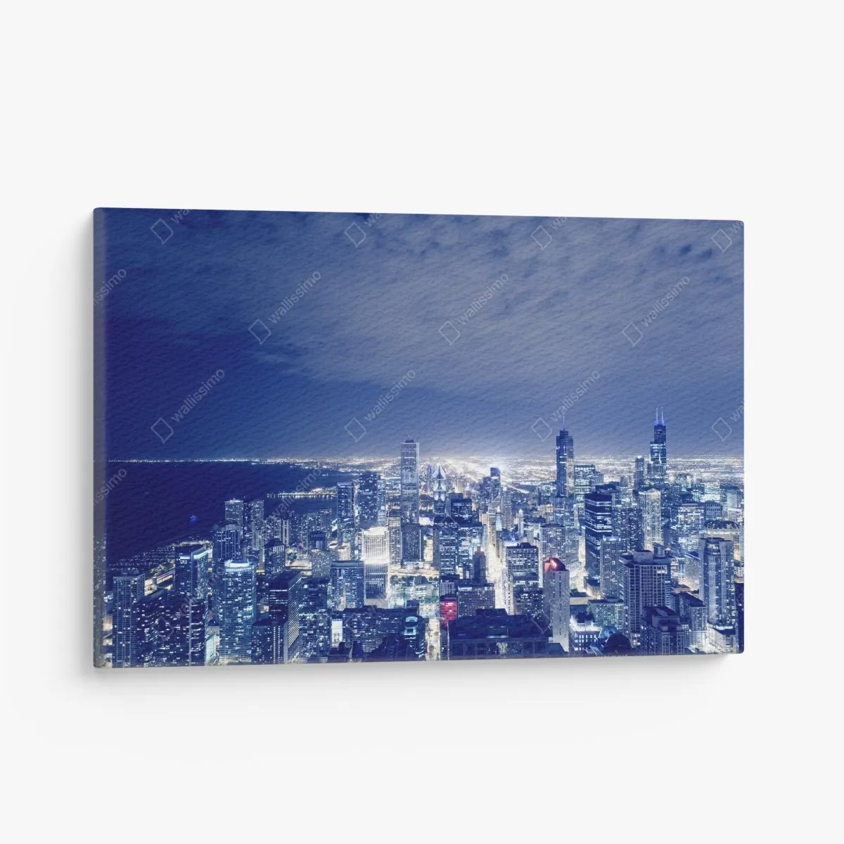 Leinwandbild Chicago nächtliche skyline panorama – Wallnifity® Leinwandbild Chicago nächtliche skyline panorama – Wallnifity®