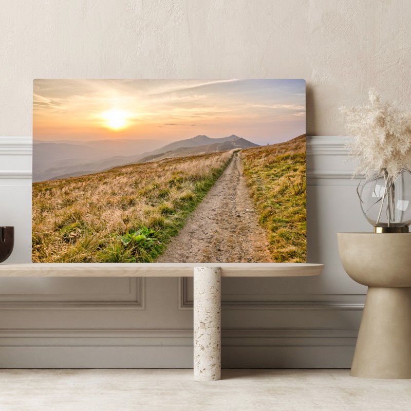 Leinwandbild wanderpfad bei sonnenuntergang in Bieszczady – Wallnifity® Leinwandbild wanderpfad bei sonnenuntergang in Bieszczady – Wallnifity®