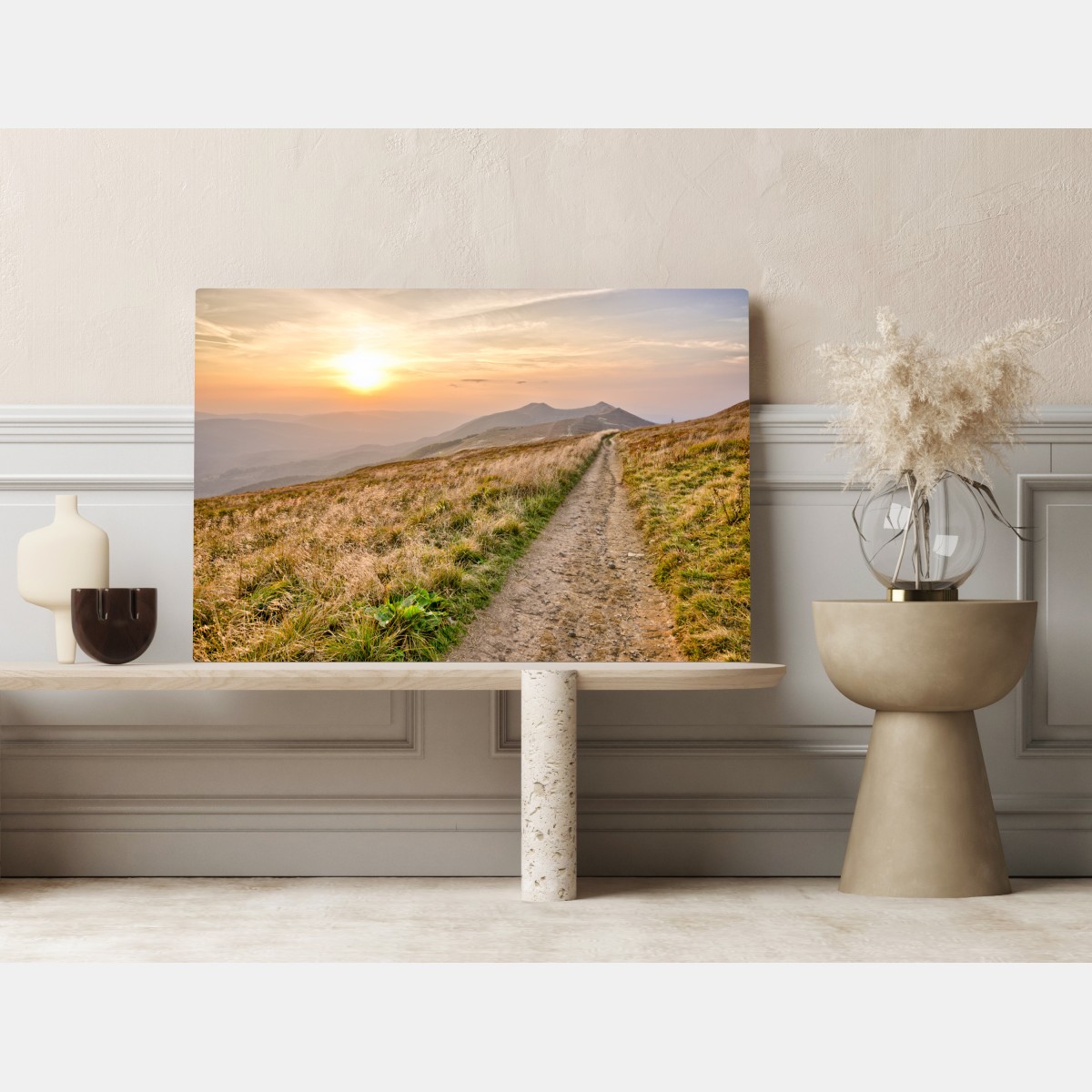 Leinwandbild wanderpfad bei sonnenuntergang in Bieszczady – Wallnifity® Leinwandbild wanderpfad bei sonnenuntergang in Bieszczady – Wallnifity®