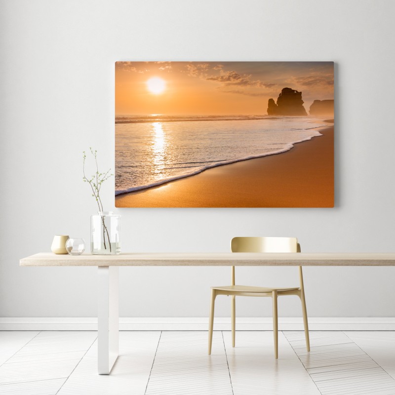 Leinwandbild goldener sonnenuntergang am strand – Wallnifity® Leinwandbild goldener sonnenuntergang am strand – Wallnifity®