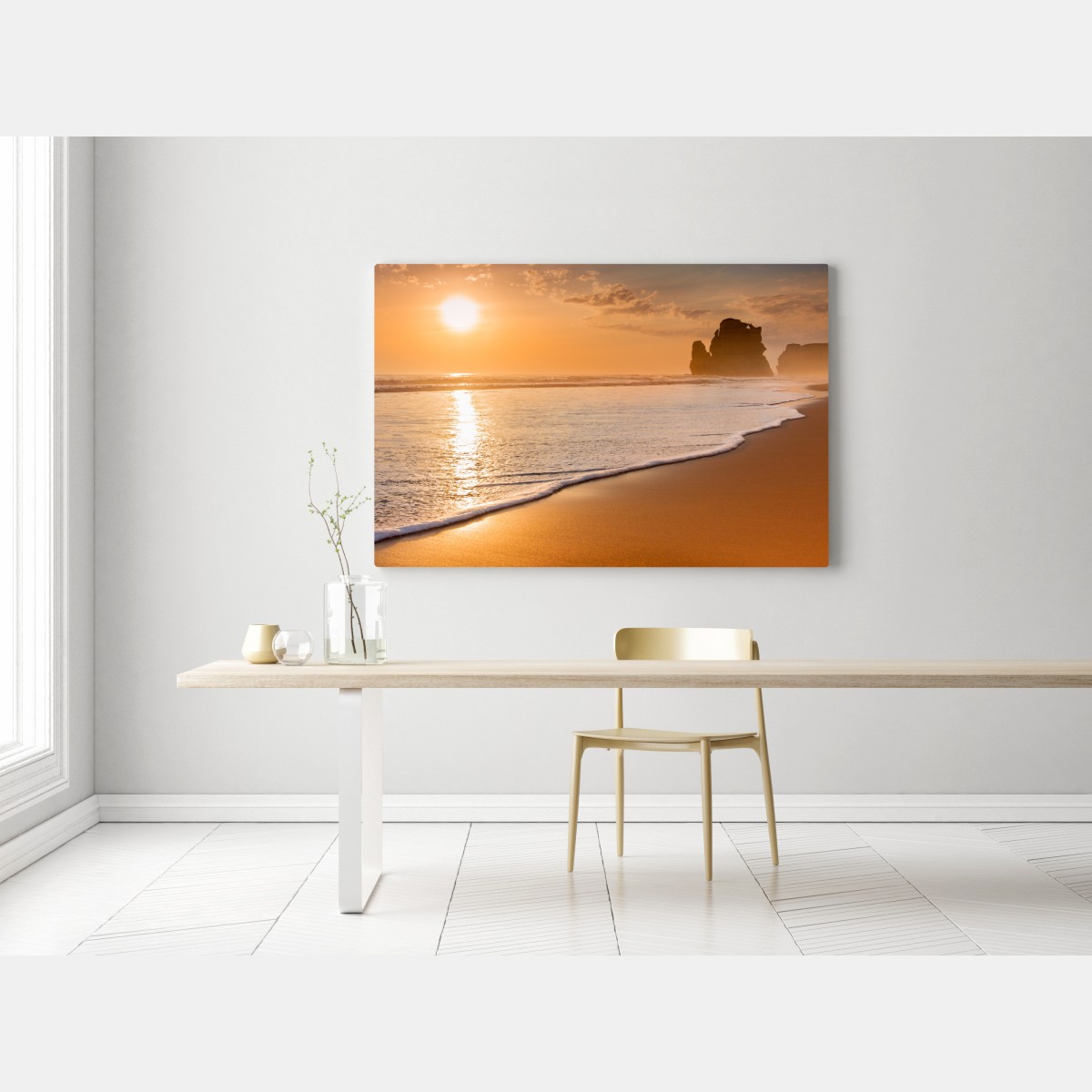 Leinwandbild goldener sonnenuntergang am strand – Wallnifity® Leinwandbild goldener sonnenuntergang am strand – Wallnifity®