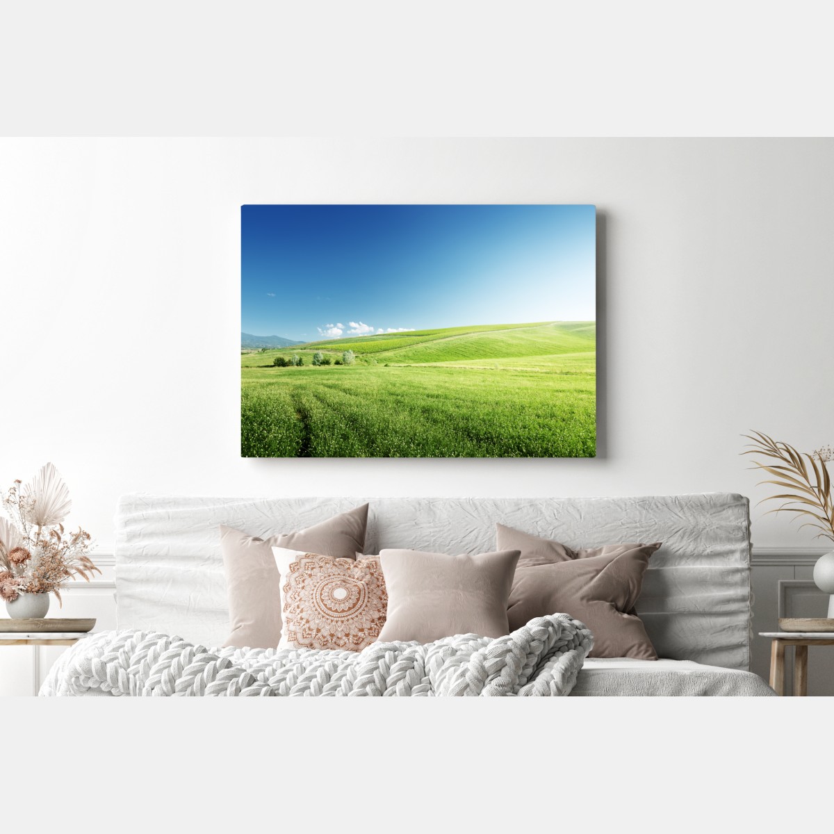 Leinwandbild ruhige grüne wiesenlandschaft – Wallnifity® Leinwandbild ruhige grüne wiesenlandschaft – Wallnifity®