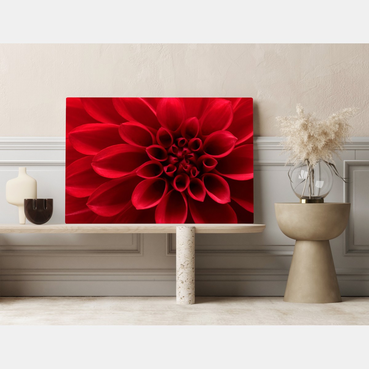 Leinwandbild nahaufnahme einer roten dahlie – Wallnifity® Leinwandbild nahaufnahme einer roten dahlie – Wallnifity®