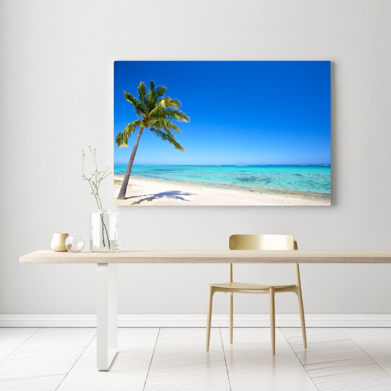 Leinwandbild tropischer traumstrand mit palme – Wallnifity® Leinwandbild tropischer traumstrand mit palme – Wallnifity®