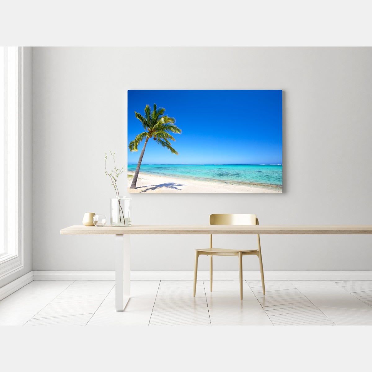 Leinwandbild tropischer traumstrand mit palme – Wallnifity® Leinwandbild tropischer traumstrand mit palme – Wallnifity®