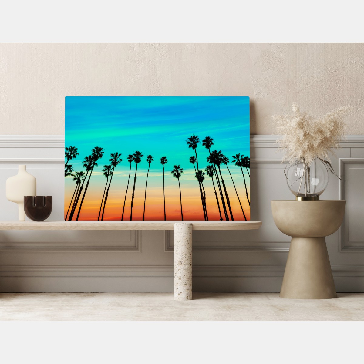 Leinwandbild palmen-silhouette bei sonnenuntergang in Kalifornien – Wallnifity® Leinwandbild palmen-silhouette bei sonnenuntergang in Kalifornien – Wallnifity®