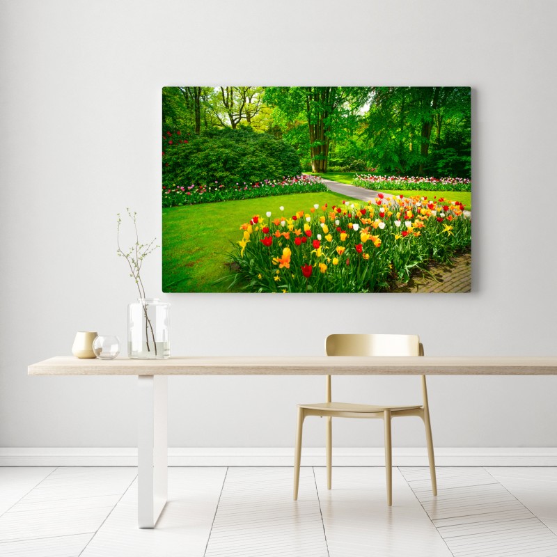 Leinwandbild lebendiger tulpengarten in Keukenhof – Wallnifity®