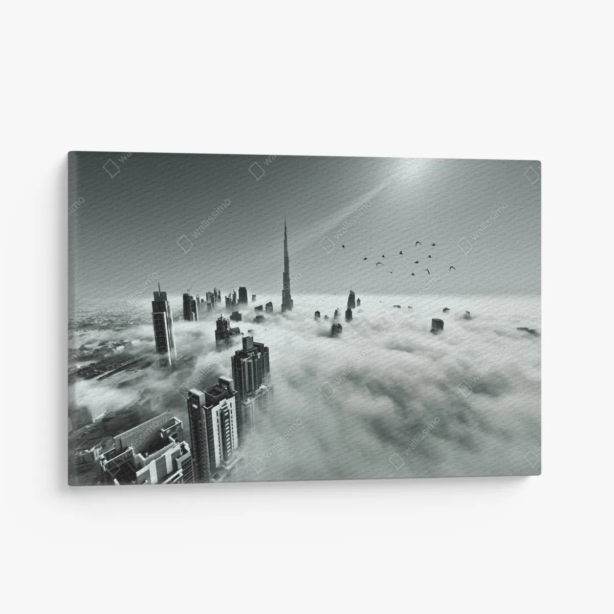 Leinwandbild neblige skyline von Dubai über den wolken – Wallnifity® Leinwandbild neblige skyline von Dubai über den wolken – Wallnifity®