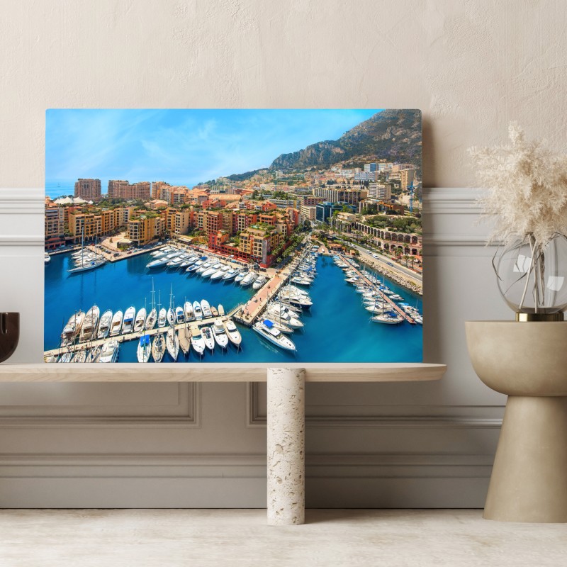 Leinwandbild sonnige marina und küstenstadt – Wallnifity® Leinwandbild sonnige marina und küstenstadt – Wallnifity®