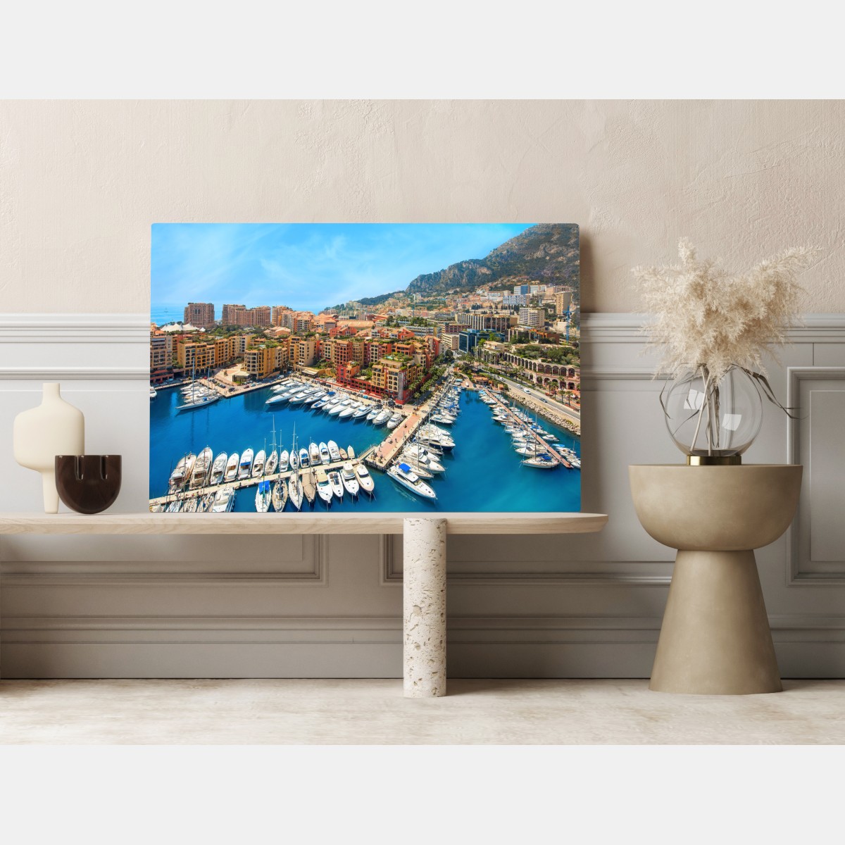 Leinwandbild sonnige marina und küstenstadt – Wallnifity® Leinwandbild sonnige marina und küstenstadt – Wallnifity®