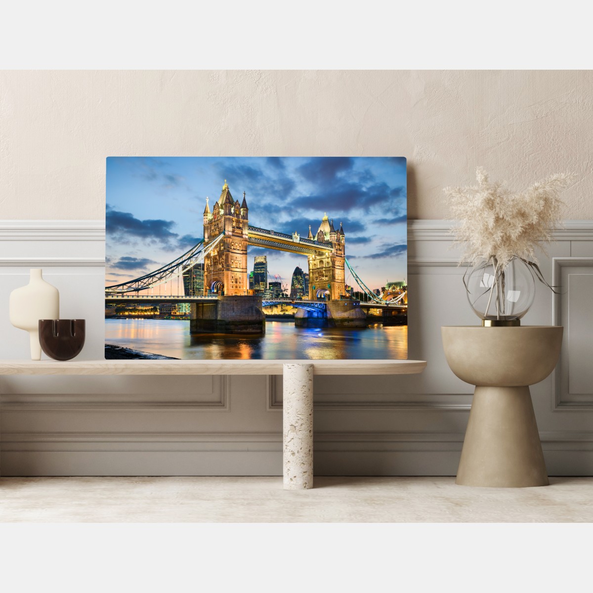 Leinwandbild Tower Bridge bei dämmerung, London skyline – Wallnifity® Leinwandbild Tower Bridge bei dämmerung, London skyline – Wallnifity®