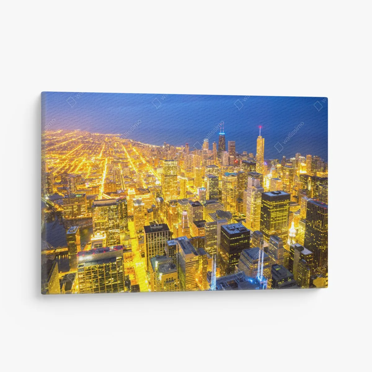 Leinwandbild luftaufnahme der nächtlichen skyline von Chicago – Wallnifity® Leinwandbild luftaufnahme der nächtlichen skyline von Chicago – Wallnifity®
