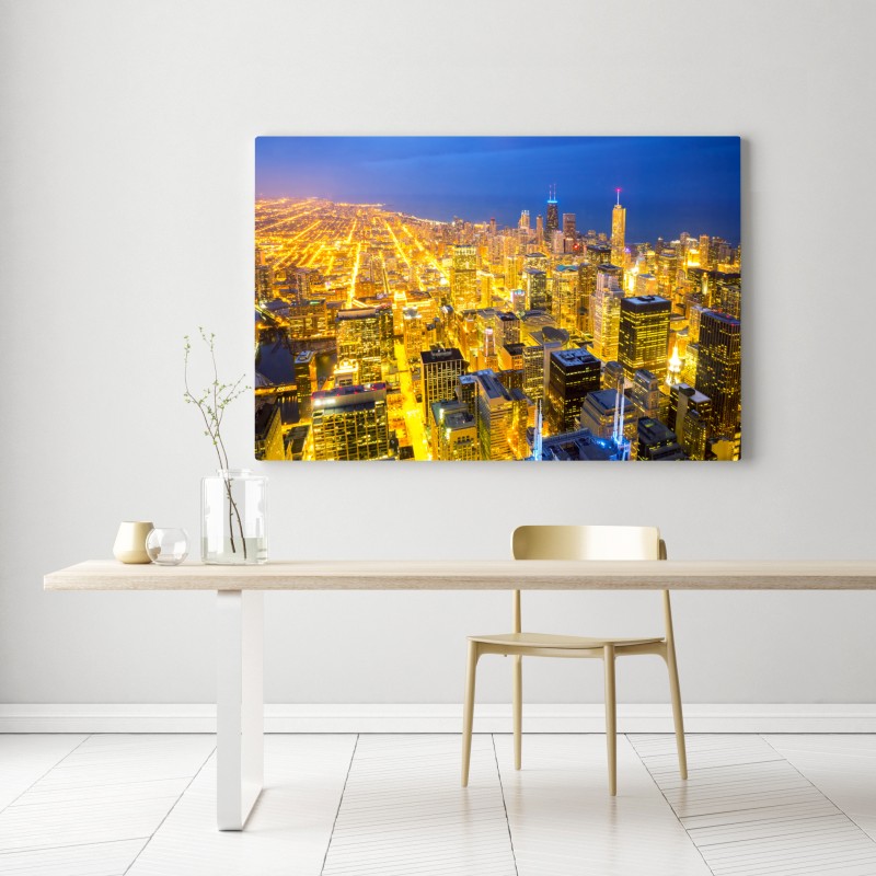 Leinwandbild luftaufnahme der nächtlichen skyline von Chicago – Wallnifity® Leinwandbild luftaufnahme der nächtlichen skyline von Chicago – Wallnifity®