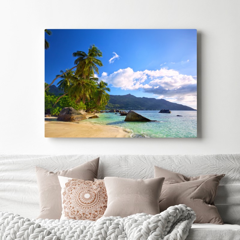 Leinwandbild tropischer strand auf Mahé – Wallnifity® Leinwandbild tropischer strand auf Mahé – Wallnifity®