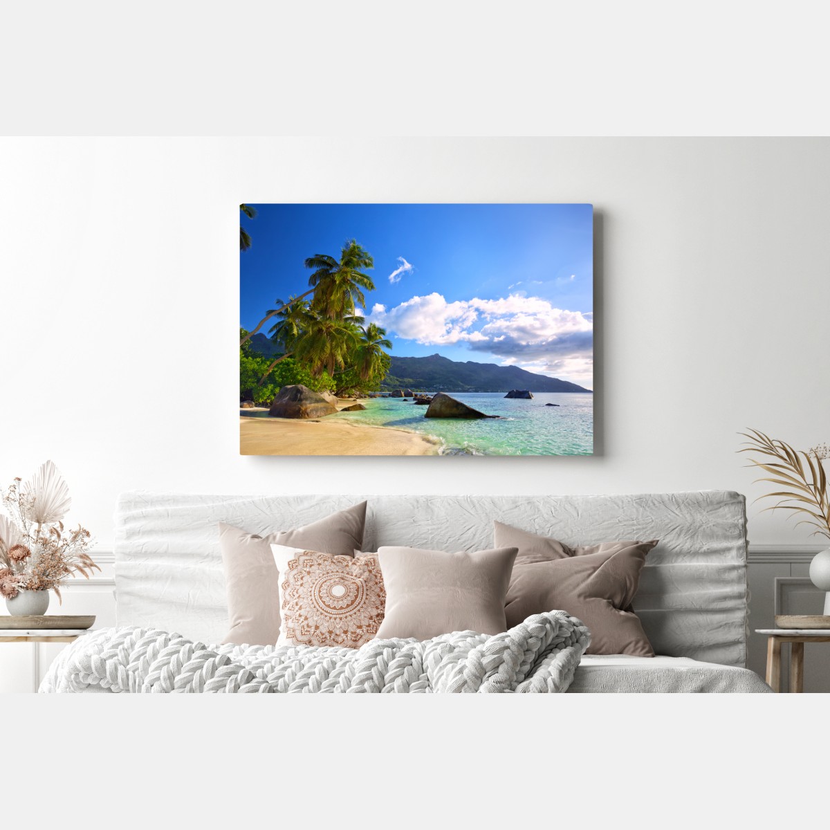 Leinwandbild tropischer strand auf Mahé – Wallnifity® Leinwandbild tropischer strand auf Mahé – Wallnifity®