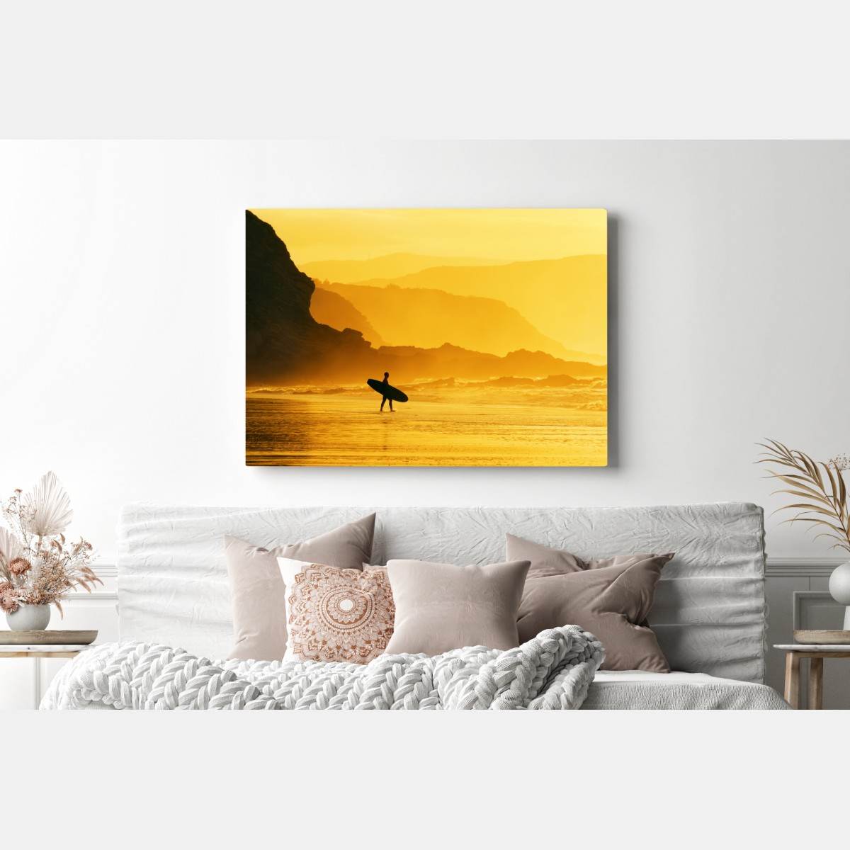 Leinwandbild surfer im goldenen sonnenuntergang – Wallnifity® Leinwandbild surfer im goldenen sonnenuntergang – Wallnifity®