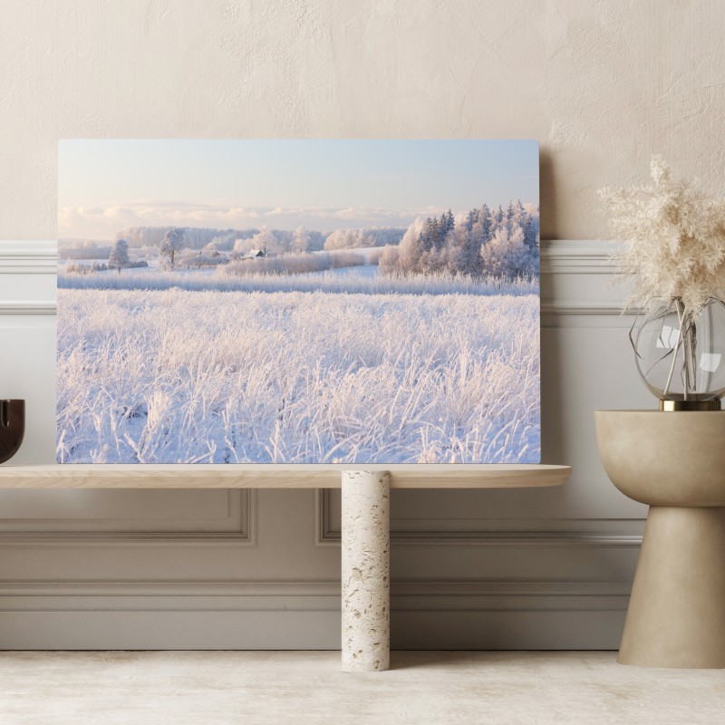 Leinwandbild wiese mit reif im morgenlicht – Wallnifity® Leinwandbild wiese mit reif im morgenlicht – Wallnifity®