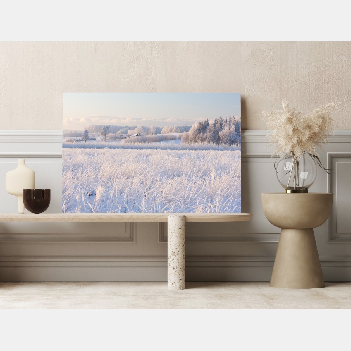 Leinwandbild wiese mit reif im morgenlicht – Wallnifity® Leinwandbild wiese mit reif im morgenlicht – Wallnifity®