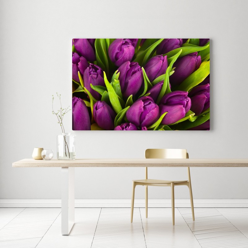 Leinwandbild lila tulpen im bukett – Wallnifity® Leinwandbild lila tulpen im bukett – Wallnifity®