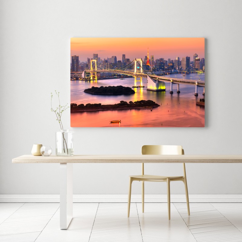 Leinwandbild Tokio skyline bei sonnenuntergang – Wallnifity® Leinwandbild Tokio skyline bei sonnenuntergang – Wallnifity®