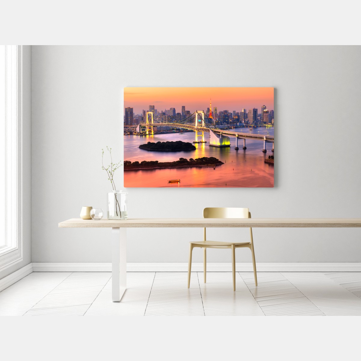 Leinwandbild Tokio skyline bei sonnenuntergang – Wallnifity® Leinwandbild Tokio skyline bei sonnenuntergang – Wallnifity®