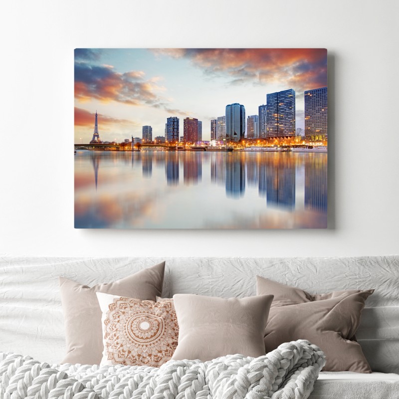 Leinwandbild Paris skyline bei sonnenuntergang mit Eiffelturm – Wallnifity® Leinwandbild Paris skyline bei sonnenuntergang mit Eiffelturm – Wallnifity®