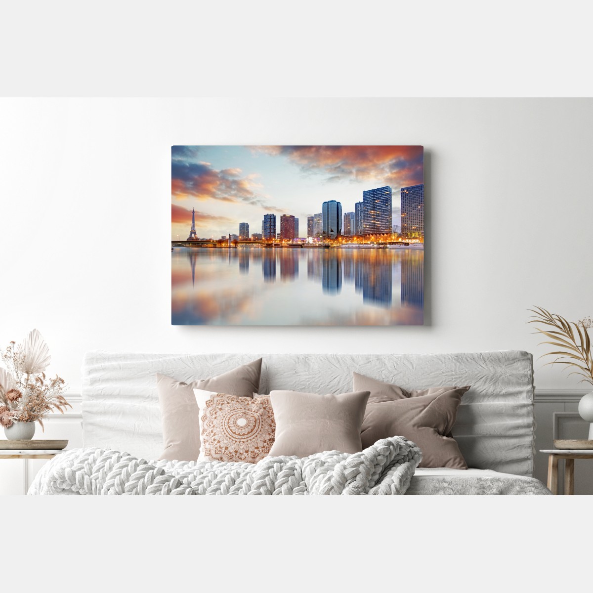 Leinwandbild Paris skyline bei sonnenuntergang mit Eiffelturm – Wallnifity® Leinwandbild Paris skyline bei sonnenuntergang mit Eiffelturm – Wallnifity®