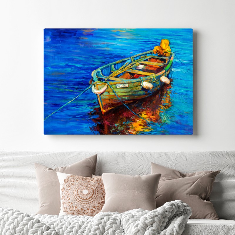 Leinwandbild lebendiges boot bei sonnenuntergang – Wallnifity® Leinwandbild lebendiges boot bei sonnenuntergang – Wallnifity®