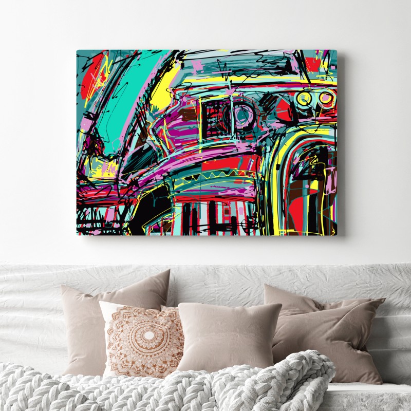 Leinwandbild lebhafte türkis abstrakte autokomposition – Wallnifity® Leinwandbild lebhafte türkis abstrakte autokomposition – Wallnifity®