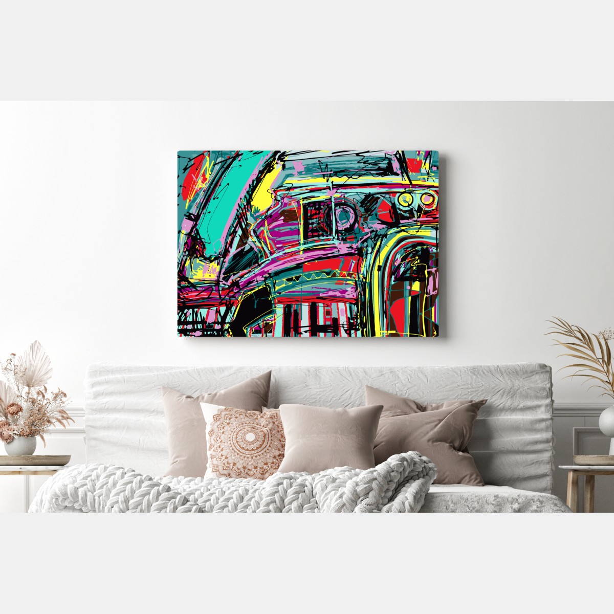 Leinwandbild lebhafte türkis abstrakte autokomposition – Wallnifity® Leinwandbild lebhafte türkis abstrakte autokomposition – Wallnifity®