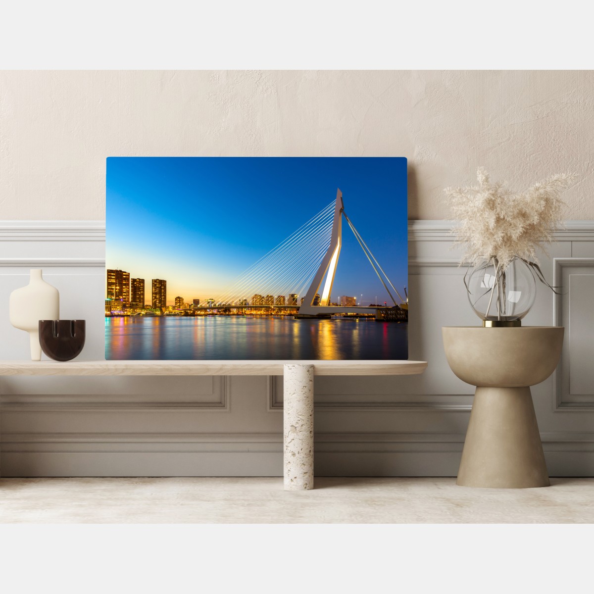 Leinwandbild Rotterdam Erasmusbrücke bei dämmerung – Wallnifity® Leinwandbild Rotterdam Erasmusbrücke bei dämmerung – Wallnifity®