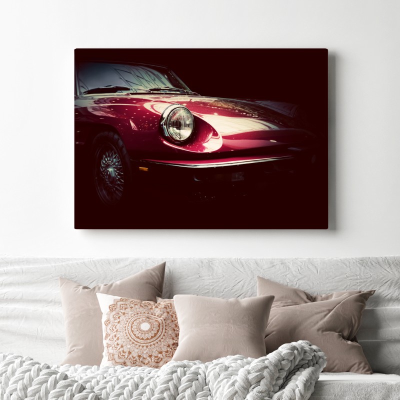Leinwandbild nahaufnahme eines klassischen roten sportwagens – Wallnifity® Leinwandbild nahaufnahme eines klassischen roten sportwagens – Wallnifity®