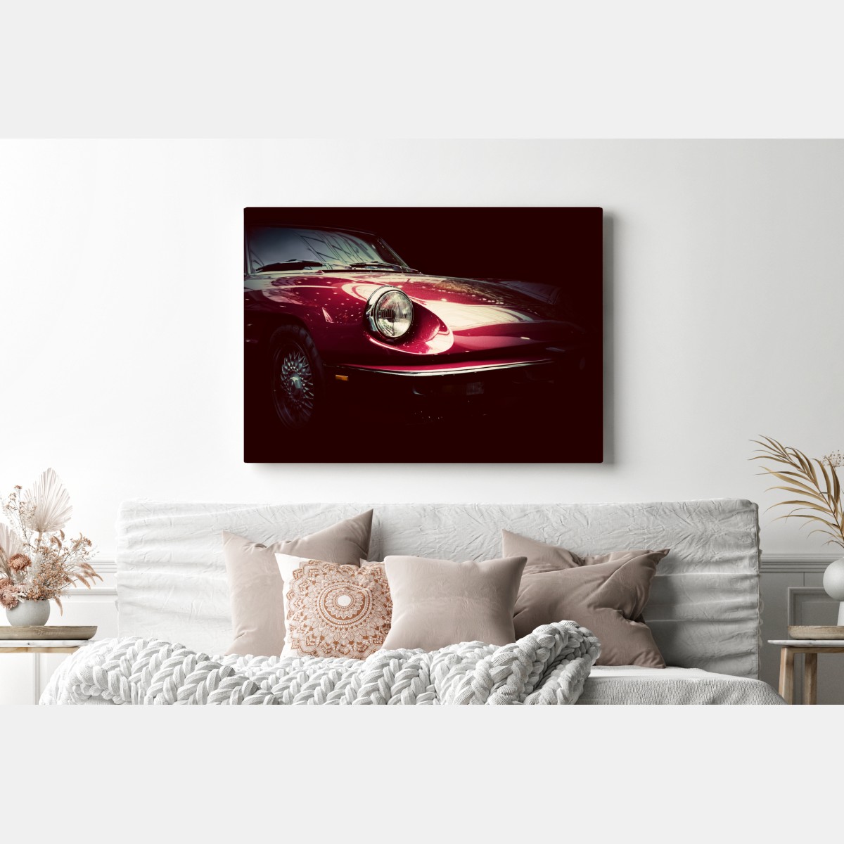 Leinwandbild nahaufnahme eines klassischen roten sportwagens – Wallnifity® Leinwandbild nahaufnahme eines klassischen roten sportwagens – Wallnifity®