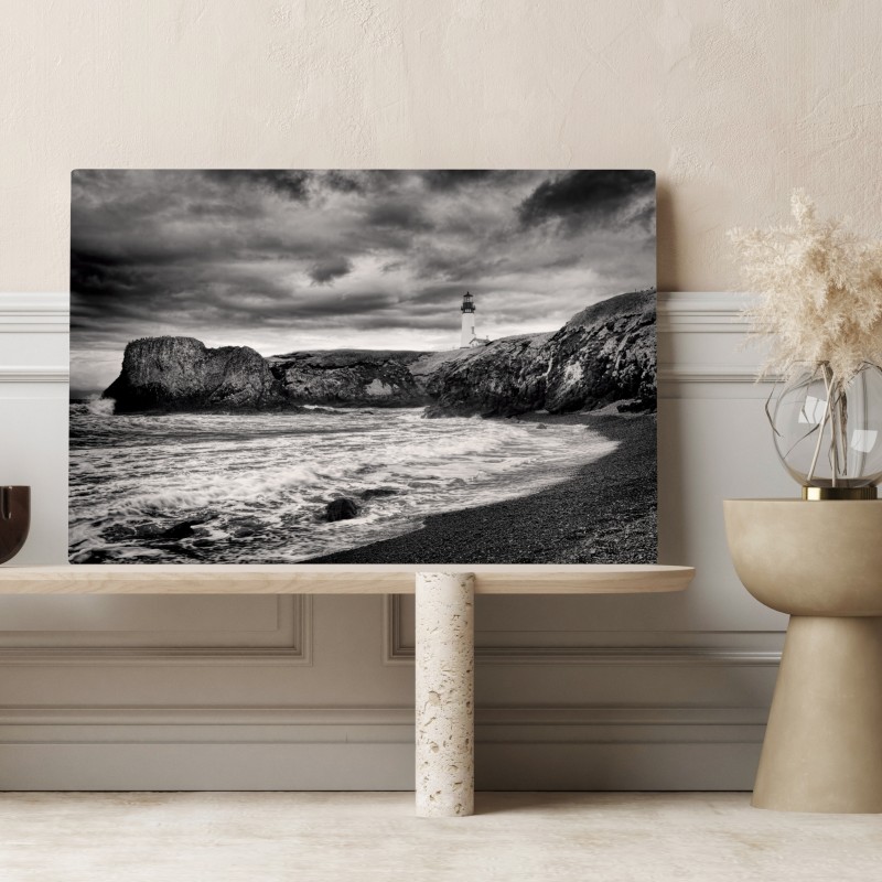 Leinwandbild leuchtturm Yaquina Bay an stürmischer küste – Wallnifity® Leinwandbild leuchtturm Yaquina Bay an stürmischer küste – Wallnifity®