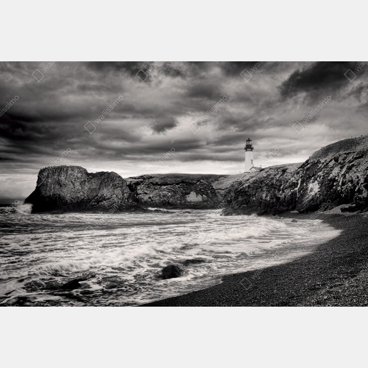 Leinwandbild leuchtturm Yaquina Bay an stürmischer küste – Wallnifity® Leinwandbild leuchtturm Yaquina Bay an stürmischer küste – Wallnifity®