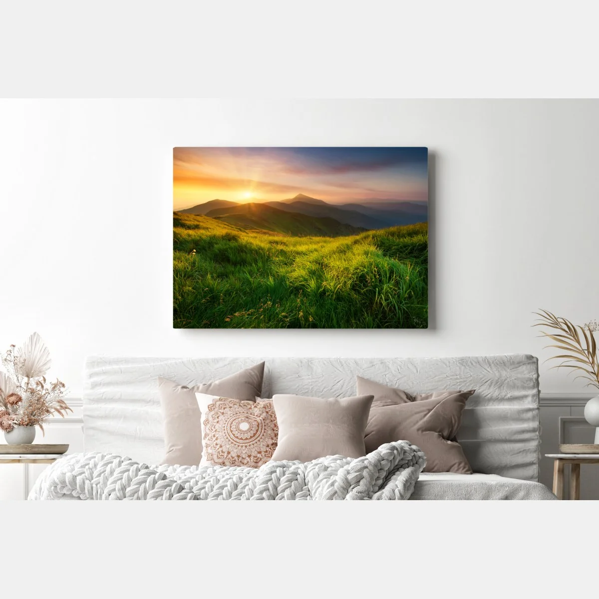 Leinwandbild sonnenaufgang über dem smaragdgrünen bergtal – Wallnifity® Leinwandbild sonnenaufgang über dem smaragdgrünen bergtal – Wallnifity®