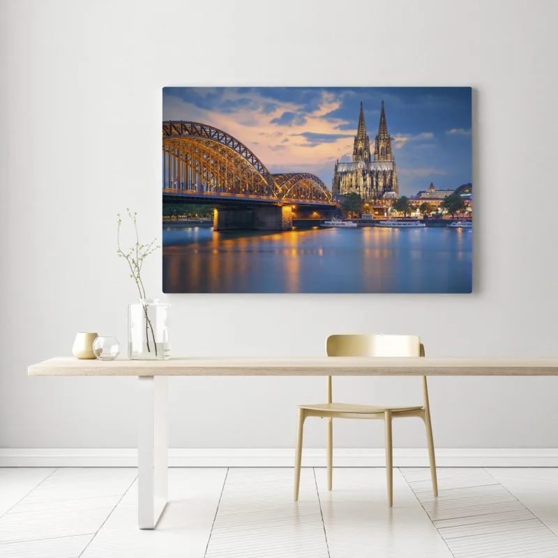Leinwandbild Kölner Dom und Hohenzollernbrücke bei dämmerung – Wallnifity® Leinwandbild Kölner Dom und Hohenzollernbrücke bei dämmerung – Wallnifity®