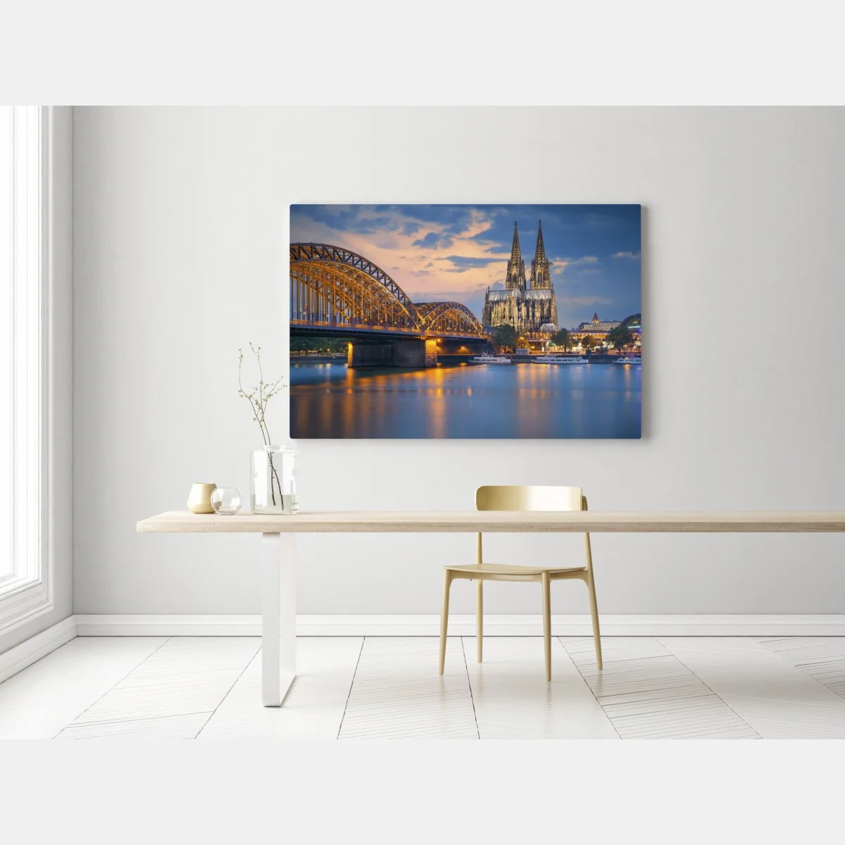 Leinwandbild Kölner Dom und Hohenzollernbrücke bei dämmerung – Wallnifity® Leinwandbild Kölner Dom und Hohenzollernbrücke bei dämmerung – Wallnifity®