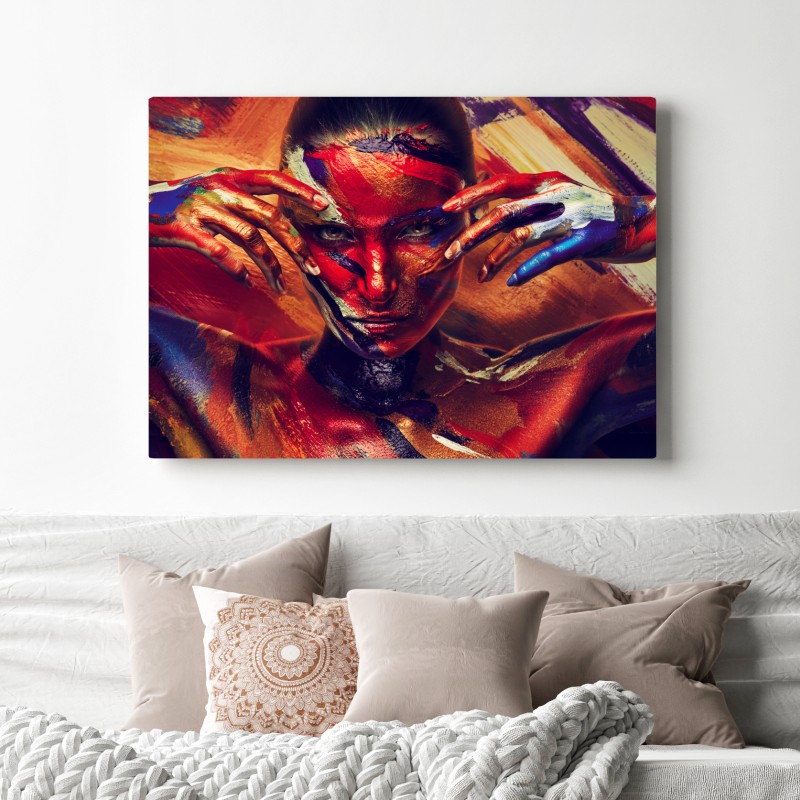 Leinwandbild mysteriöses bemaltes porträt – Wallnifity®