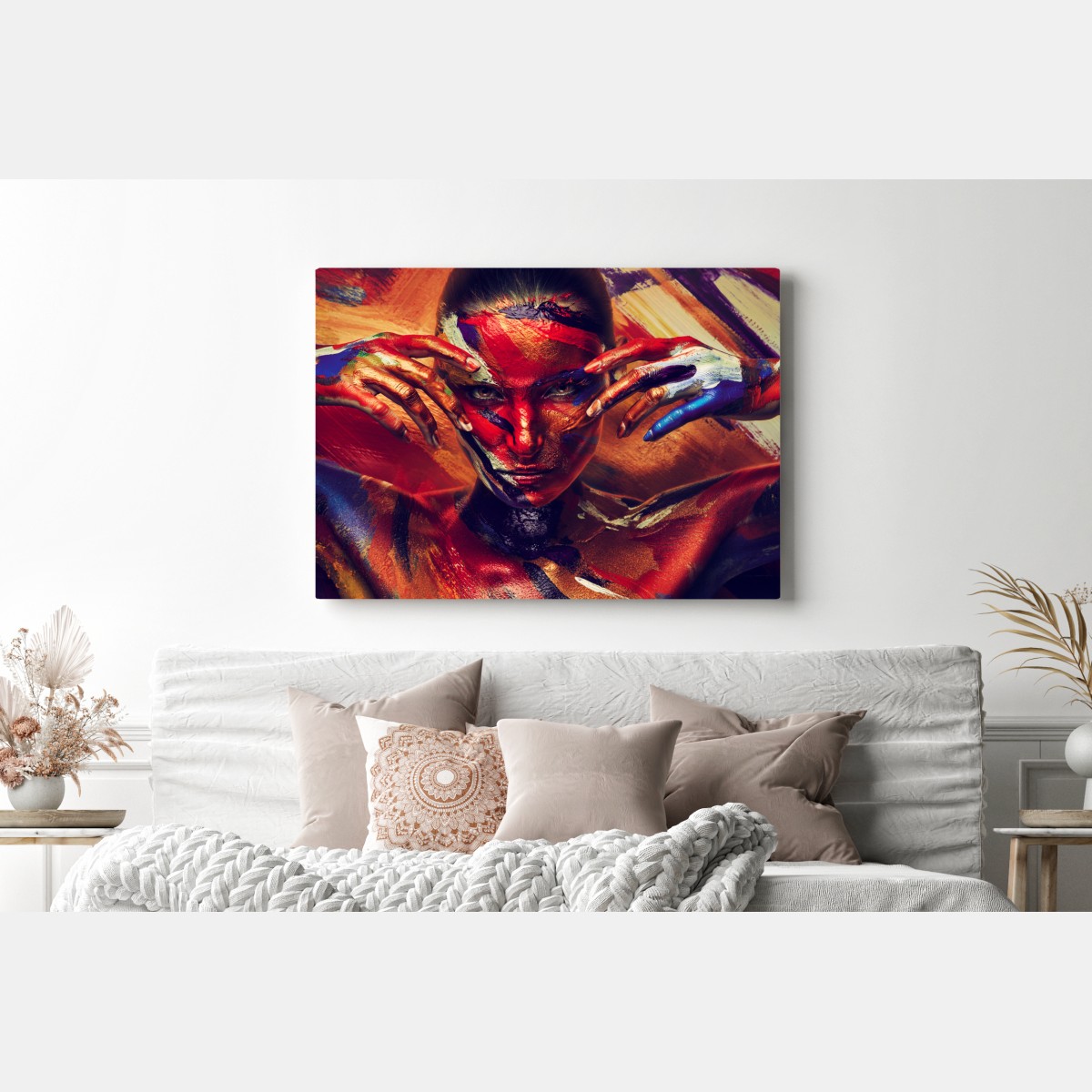 Leinwandbild mysteriöses bemaltes porträt – Wallnifity®