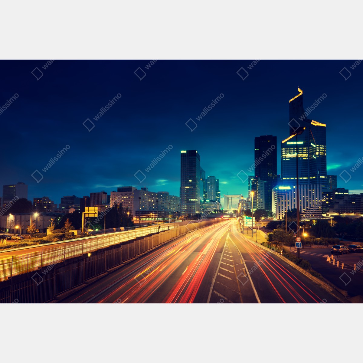 Leinwandbild La Défense skyline bei dämmerung – Wallnifity® Leinwandbild La Défense skyline bei dämmerung – Wallnifity®