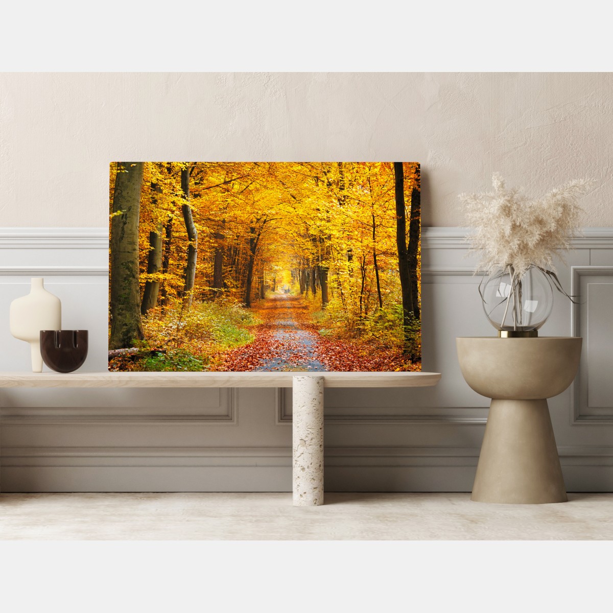 Leinwandbild goldener herbstwald pfad – Wallnifity® Leinwandbild goldener herbstwald pfad – Wallnifity®