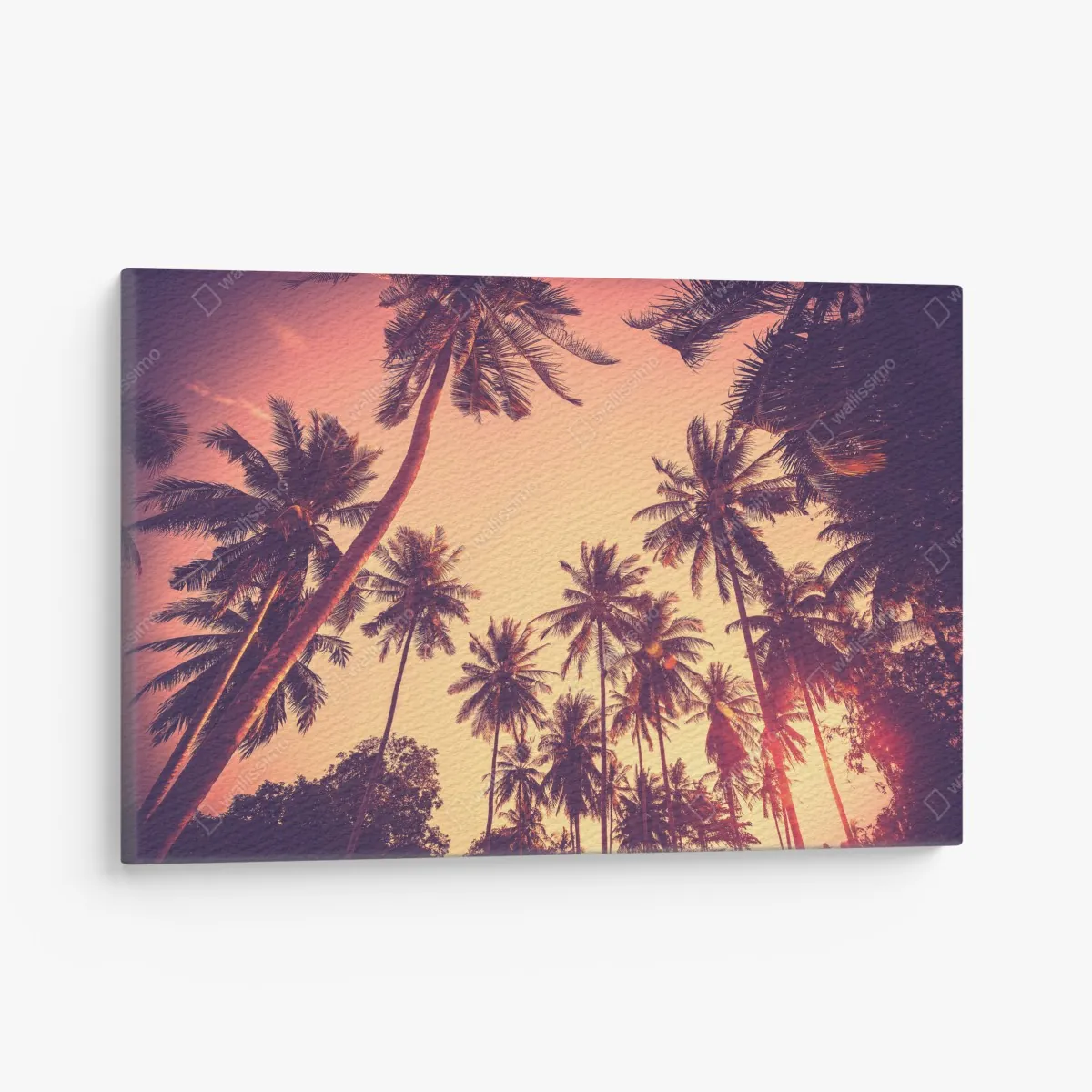 Leinwandbild vintage tropischer sonnenuntergang mit palmen – Wallnifity® Leinwandbild vintage tropischer sonnenuntergang mit palmen – Wallnifity®