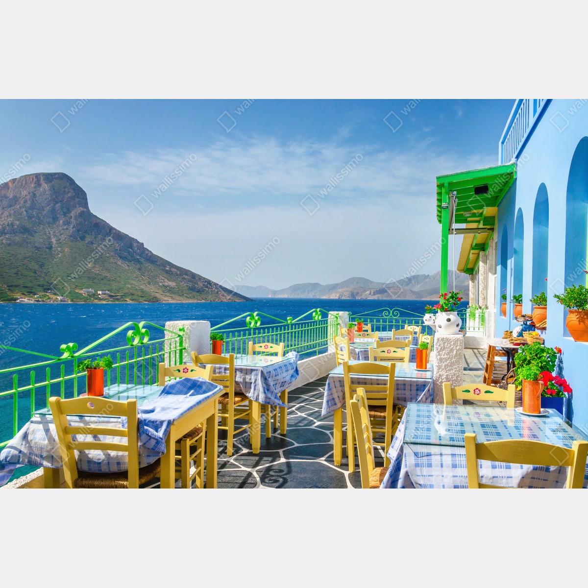 Leinwandbild sonnige terrasse am meer mit küstenblick – Wallnifity® Leinwandbild sonnige terrasse am meer mit küstenblick – Wallnifity®